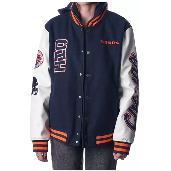 The Wild Collective Chicago Bears Varsity Jacket Unisex Small - Picture 1 of 5
